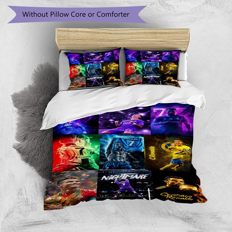 Ronaldo's Cr7 Legend Motion Bedding Set, Breathable Duvet Cover with Pillowcases, Soft Bed Linen for Bedroom Home Decoration, Perfect Festival Birthda