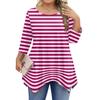 Womens Plus Size 3/4 Sleeve Shirts  Round Neck Tunic Tops Basic Loose Fit Tee Tops L-5XL