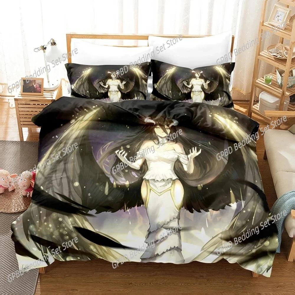 Fashion OVERLORD Anime Bedding Set,Duvet Cover Comforter Bed Set Quilt Cover Pillowcase,King Queen Twin Size Boys Girls Adults