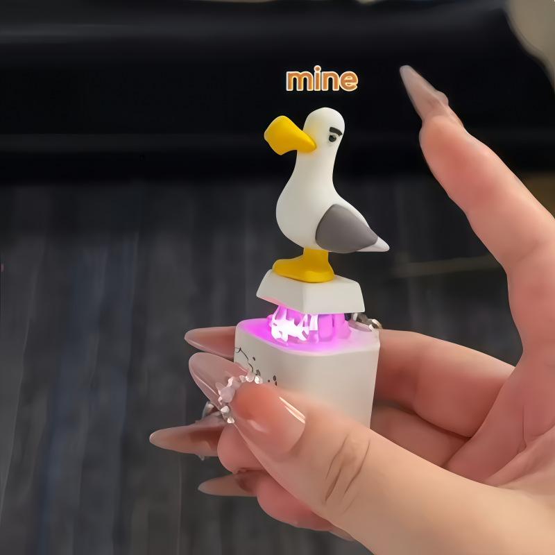 Creative Seagull Bird Keychain Luminous Sound Button Clicker Fidget Stress Relief Type-C Rechargeable Gift