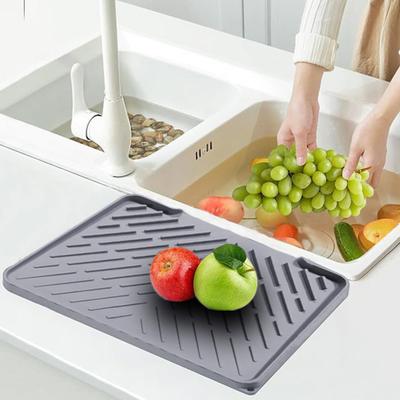 Силиконовый коврик для слива Водоотводящий коврик для кухонной раковины с наклонной конструкцией Термостойкая подставка для слива Поддон для сушки посуды Коврик для слива с циркуляцией воздуха