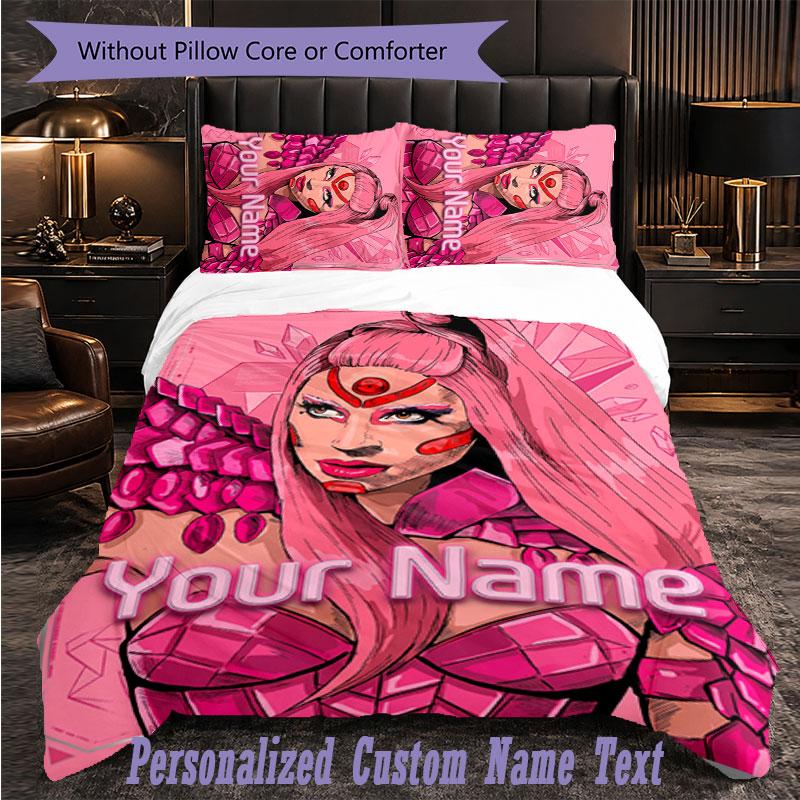 Personalized 3Pcs Bedding SetLady Gaga Custom Text Duvet Cover Pillowcase Set Bedroom Gift