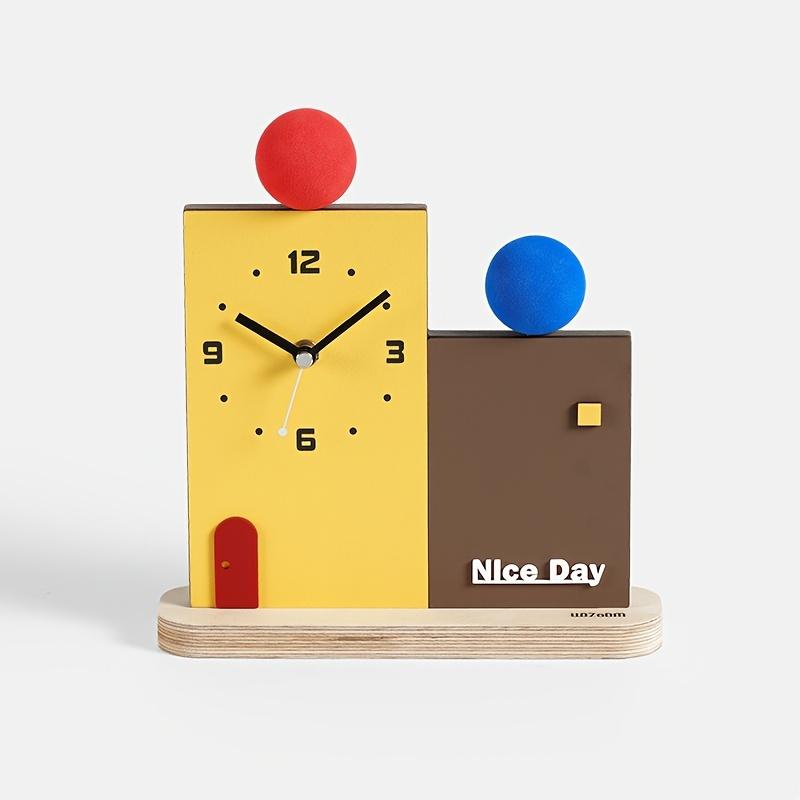 Creative Building Block Style Clock,Silent, Battery Powered,Unique Square Design,Perfect for Bedroom or Study Decor, Bedroom Accessory