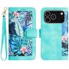For iPhone 17 Pro Case PU Leather Floral Phone Cover with Card Slots