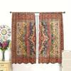 2 Pcs Bohemian Flowers and Birds Landscape Rod Pocket Curtains, Digital Printed, Polyester Material, Suitable for Living Room, B