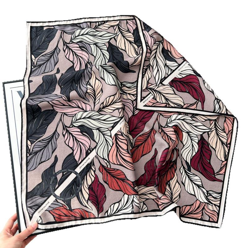 Colored leaves double-sided heterochrome silk wool silk scarf women's new thermal shawl light luxury versatile silk wool scarf