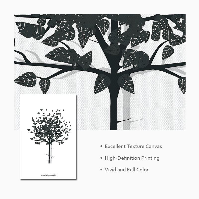 Modern Black White Abstract Tree Canvas Painting Minimalism Wall Art Poster Love Quotes Print Picture for Living Room Bedroom
