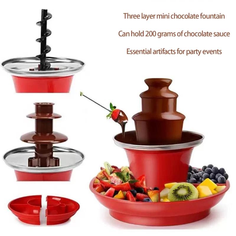 Multipurpose Chocolate Fountain Maker 3 Layer Electric Chocolate Fondue Fountain for Candy Melting And Cheese Dipping