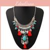 Simulation Style Ethnic Gemstone Decoration Women Necklace With Tassel Design