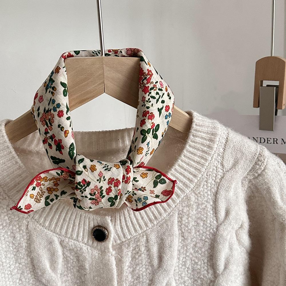 Flower Floral Print Silk Scarf Thin Square Handkerchief All-match Printed Scarves Beach