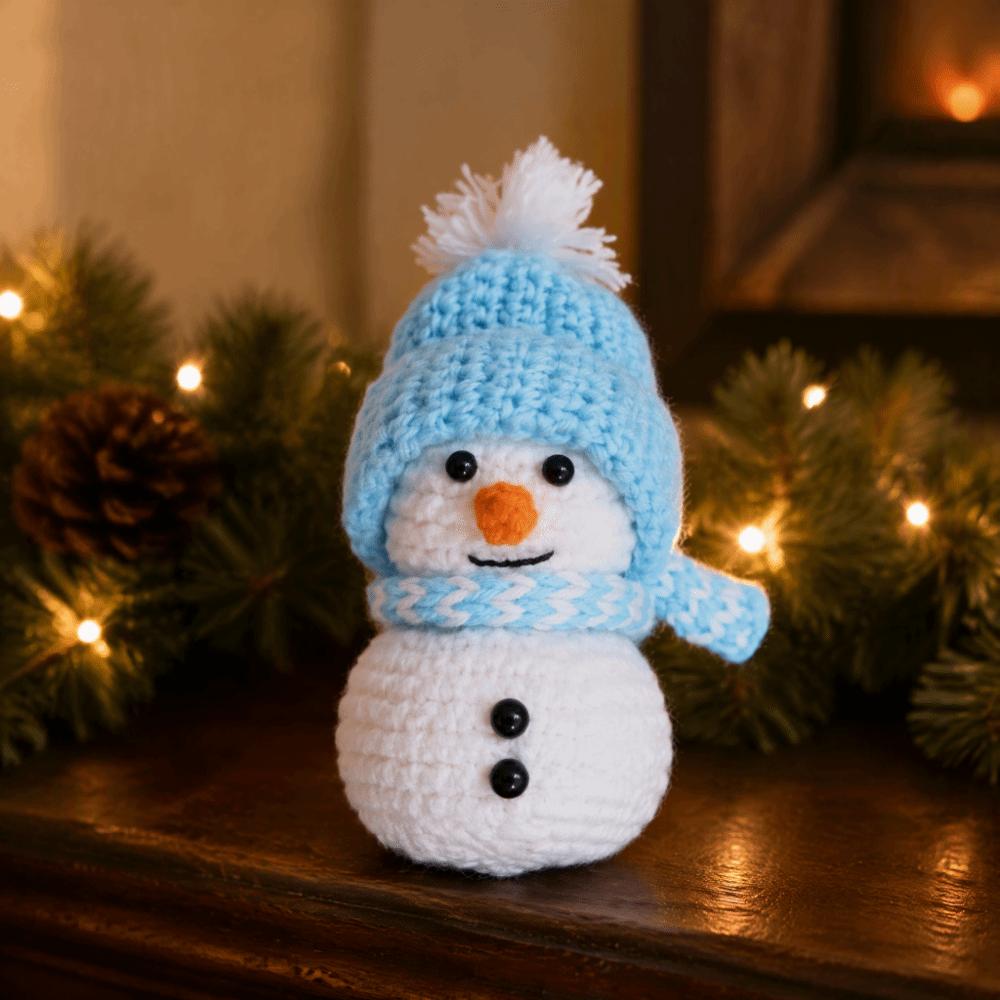Finished Knitted Hand-Crocheted Snowman Handmade Snowman Doll Crocheted snowman Holiday Decor
