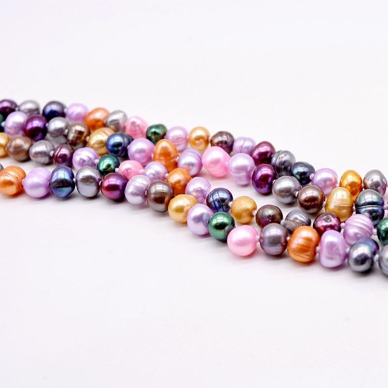 Женское длинное ожерелье с цветным пресноводным жемчугом, длинное ожерелье для свитера, круглое жемчужное платье, аксессуары, двухслойное ожерелье