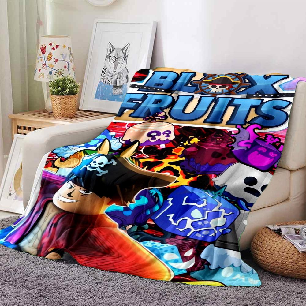 Blox Fruits Theme Printed Blanket - Perfect for Couch, Bed, Travel & Outdoor Use | Machine Washable, Cozy & Durable.