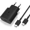 25W Fast Charger - Phonillico® - Compatible Samsung S22/S21/S20 - USB-C - Black - 1 Meter
