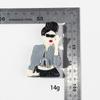 Vintage Sunglasses Lady Acrylic Brooches for Women New 3-Color Cartoon Fashion Girl Figure Badge Pins Jewelry Office Accessories