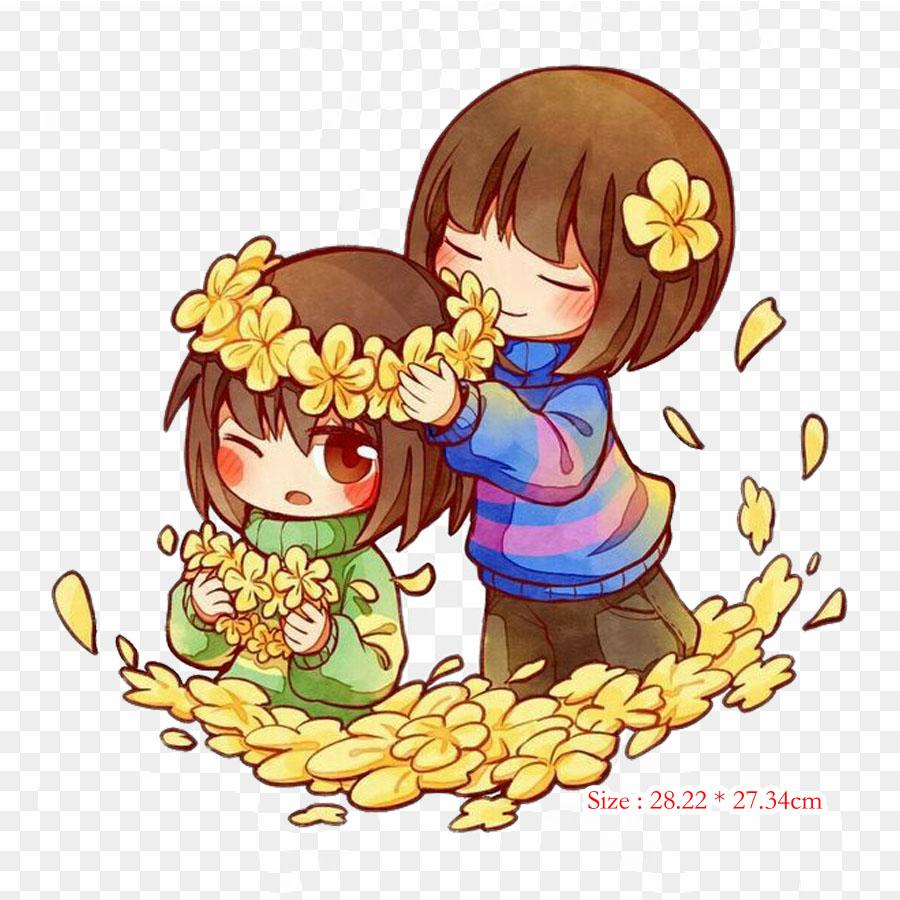 Undertale Frisk и Chara Chara Flowey, термопереносные наклейки с принтом, моющиеся наклейки для футболок, одежды, наклейки «сделай сам», аппликации