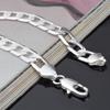925 Sterling Silver Bracelet Side Lobster Buckle Silver Bracelet 6MM 8MM 10MM 12MM Bracelet Men's and Women's Jewelry