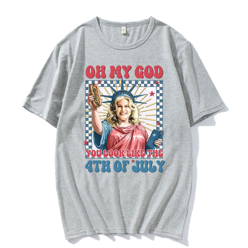 Oh My God 4 Th Of July Statue Of Liberty Funny Meme Graphic Tee Shirt Unisex Unisex Casual Cotton Tshirt Vintage Oversized T Shirts