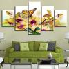 Декор для дома Модульное холстовое настенное искусство Печатные картины HD Современный 5-панельный Желтые цветы Бабочка Гостиная Постеры Картины Без рамы