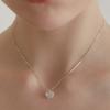 (925 Silver) Tiny Rose Flower Heart Necklace NZ2123