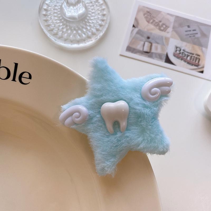 Новые маленькие зубы, крылья ангела, звезда, открытка для волос, субкультурный стиль Гендзюку, плюшевый головной убор с пятиконечной звездой, милая заколка для волос