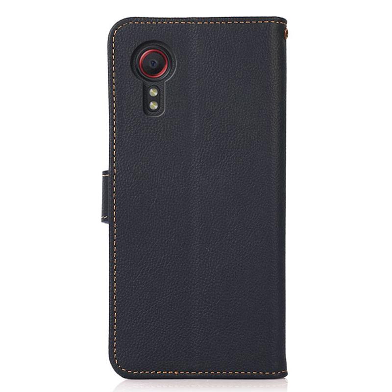 For Samsung Galaxy Xcover7 Phone Case with RFID Blocking Genuine Cow Leather Cover