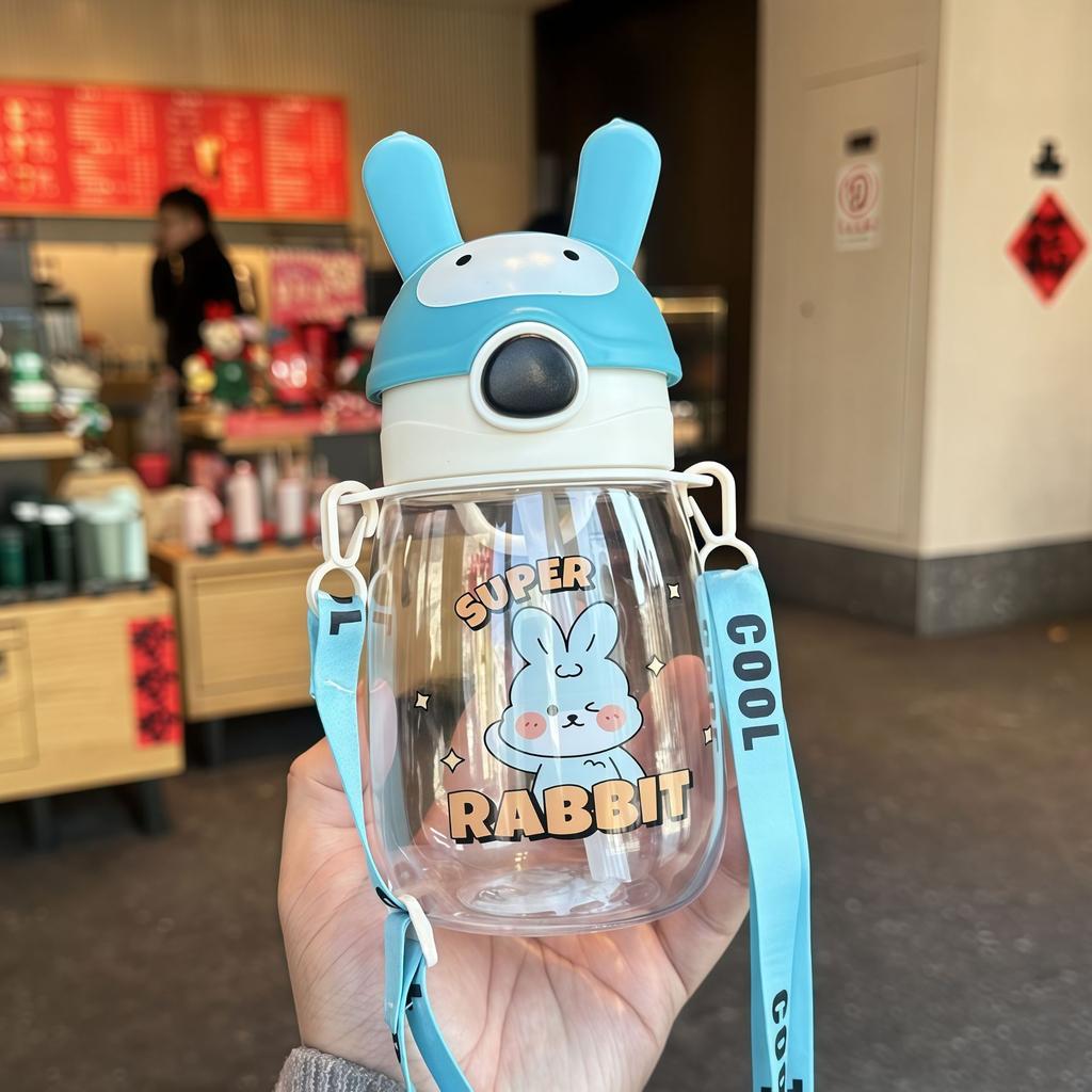 Water bottle new cartoon cute children's water cup kindergarten baby with straw student super cute small portable kettle anti-drop