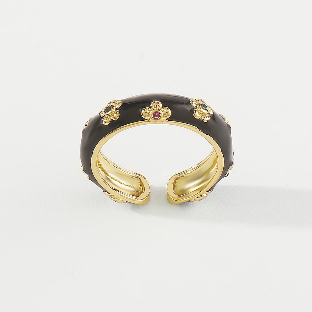 Модное и милое открытое кольцо с цветочным медным покрытием для женщин