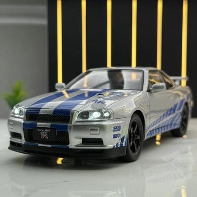 Дикая скорость 1/24 Nissan Skyline GT-R R34 модель автомобиля из сплава 1/32 JDM Коллекционная миниатюрная Voiture литая под давлением игрушечный автомобиль для мальчиков домашний декор