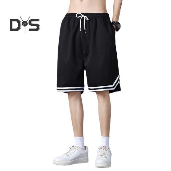 Мужские летние шорты с эластичной талией, регулируемые спортивные шорты на шнурке с карманами, однотонные повседневные шорты с широкими штанинами