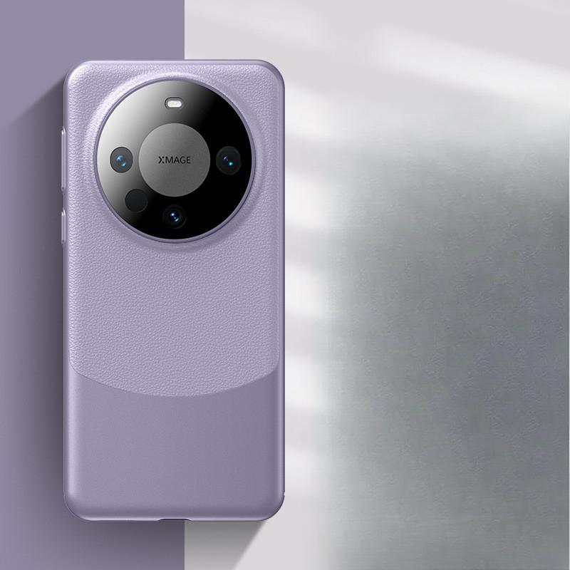 This Phone Is Fully Covered with A Plain Leather Case for Huawei Mate70pro and A Dual-color Leather Protective Case for Panda MATE50