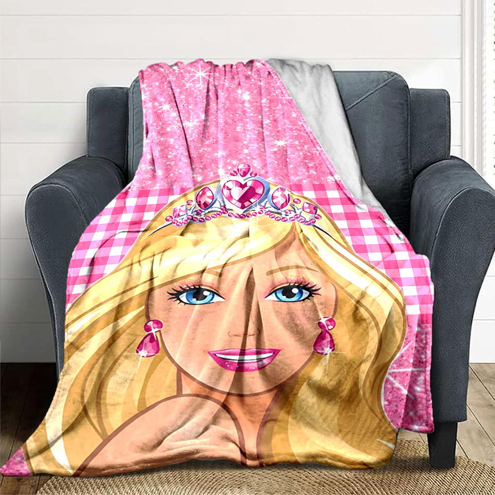 1Pc Pink Glitter Princess Blanket Soft Throw Blanket For Home Bedroom Bed Sofa Travel Office Solid Christmas Blanket