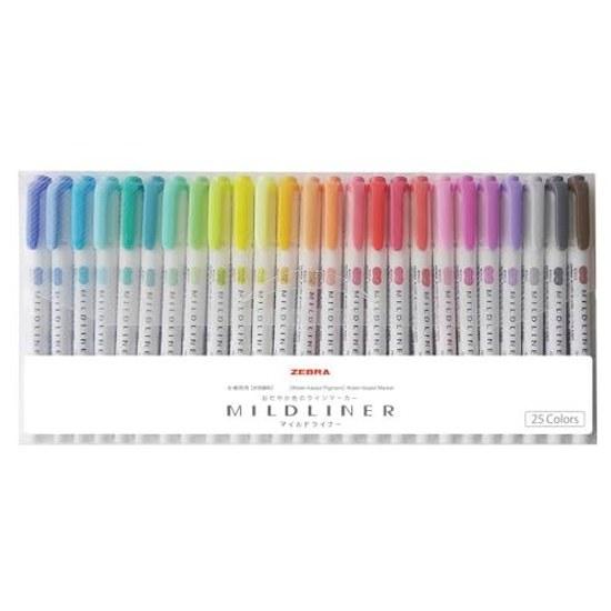 Набор хайлайтеров Zebra Mildliner, 25 цветов WKT7-25C