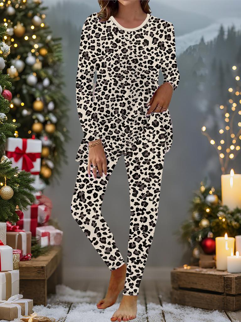 Евро-американская мода 3D-принт Женская футболка с длинным рукавом на все сезоны + Длинные брюки Набор из двух предметов. Идеальный подарок на Новый год и Рождество