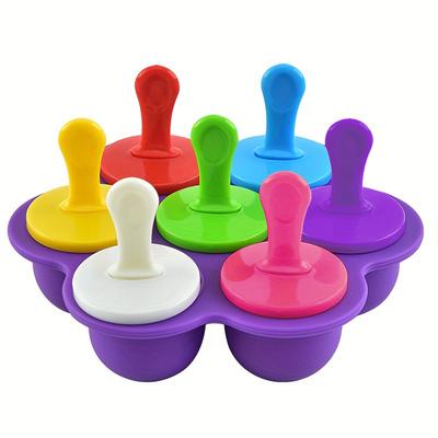 Форма для эскимо с 7 отверстиями, силиконовая форма для кубиков льда с крышкой для домашнего DIY