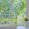 Static Cling No Glue Frosted Glass Film 3D Laser Leaf Mimosa Privacy Film Light Filtering Opaque Glass Sticker For Home Office Decoration