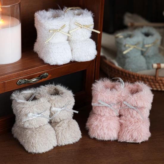 Рождественский сапожок, пушистые туфельки, подвесные украшения на елку, мягкая плюшевая зимняя обувь, подвеска для декора дома и офиса