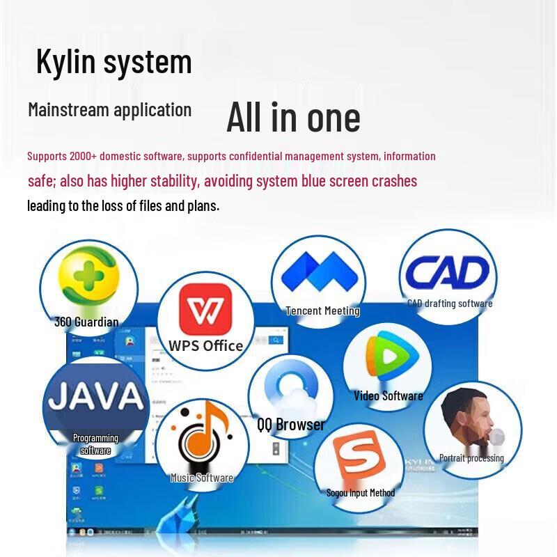 Lenovo Kaitian M740J Commercial Desktop with Phytium D2000 & 23.8" Monitor (CN version)