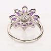 Amethyst Flower Ring, 925 Sterling Silver Black Spinel Cluster Statement Floral Jewelry