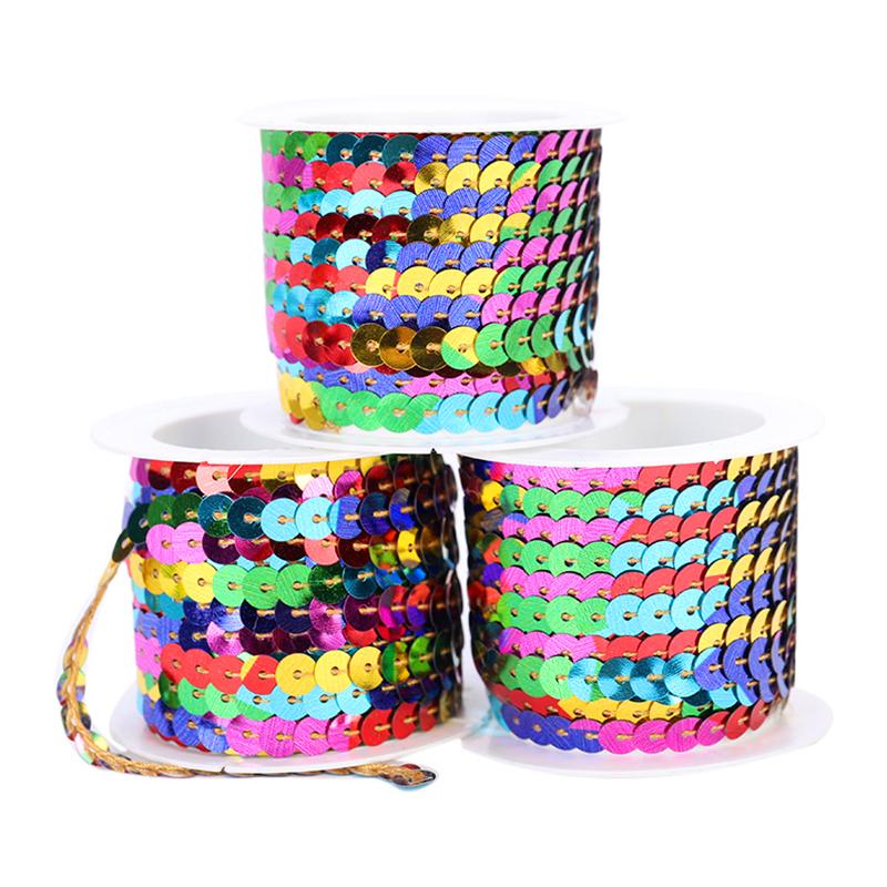 1 рулон ленты с пайетками для украшения платья, красочные украшения из пайеток, повязка на голову, 5 м, аксессуары для ткани ручной работы, катушка с отделкой