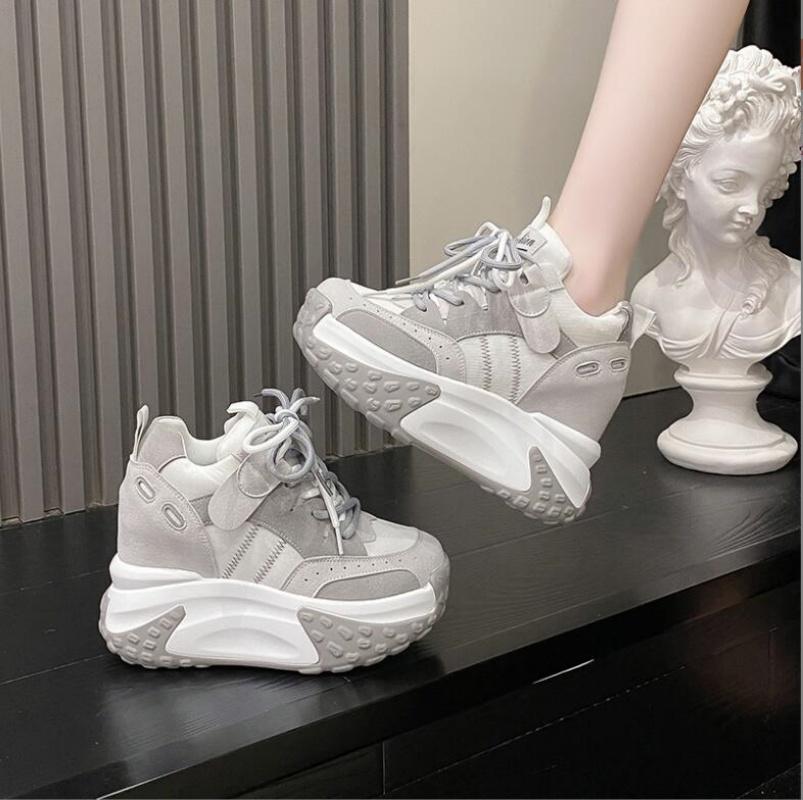 Весенние женские кроссовки на платформе, удобная обувь, массивные кроссовки, летние женские туфли на танкетке, дышащие кроссовки высотой 10,5 см