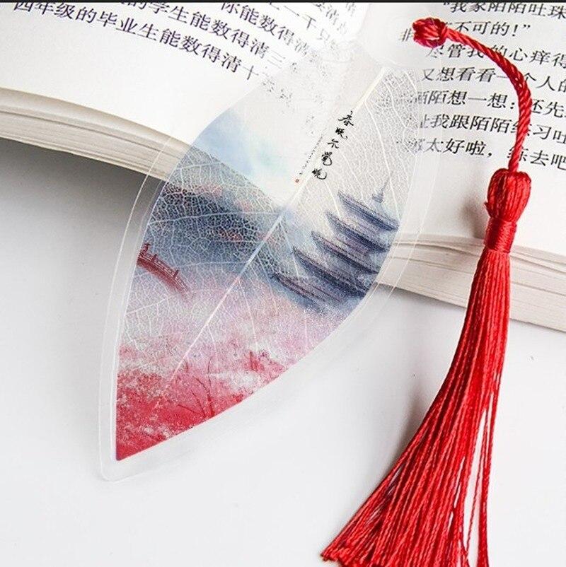 Ancient Chinese Landscape Painting Bookmark Beautiful Beautiful Leaf Vein Bookmark Gift To Classmates and Friends
