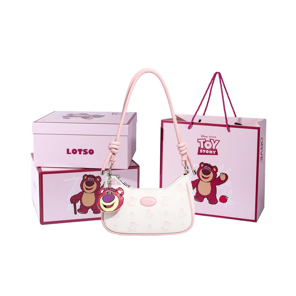 New Disney Strawberry Bear Series PU Shoulder Bag Regular Women's White/Pink BMK-71537W