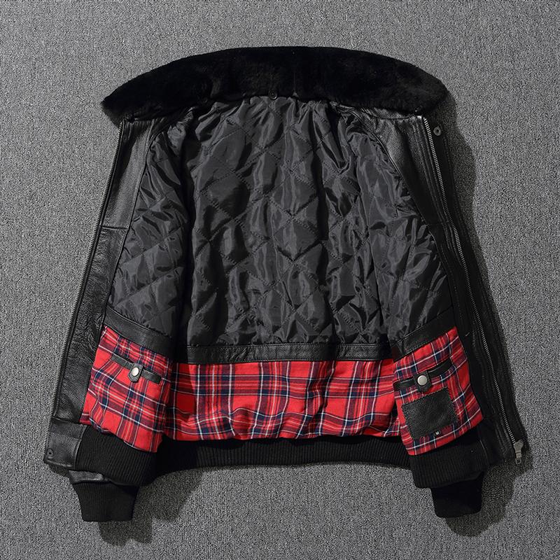 Одежда из натуральной кожи, мужской первый слой из воловьей кожи, летный костюм ВВС, большие размеры, хлопковая кожаная куртка с меховым воротником, простая зимняя