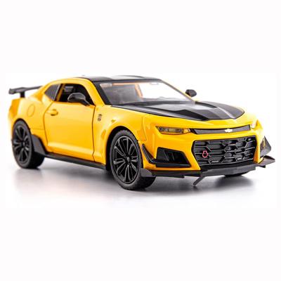 1/24 Camaro Bumblebee, модель автомобиля, игрушка из цинкового сплава, литье, автомобиль со звуком и светом, игрушки для детей, подарок для мальчиков и девочек