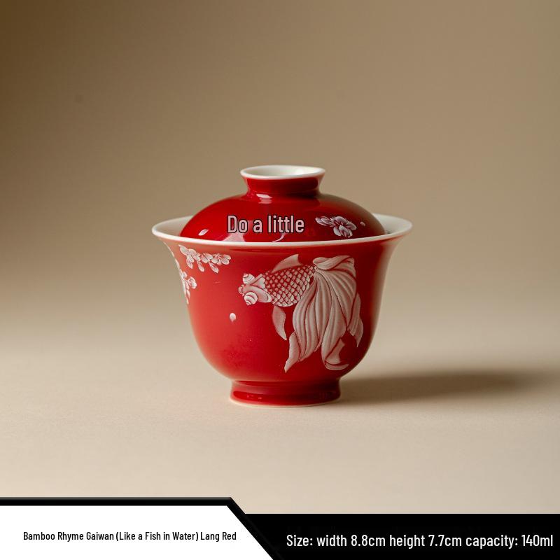 Керамический набор для чая Гайвань с глазурью цвета глины Дехуа, Белая рыба - Тонкий фарфор, Чаша для заваривания чая в стиле Кунг-фу