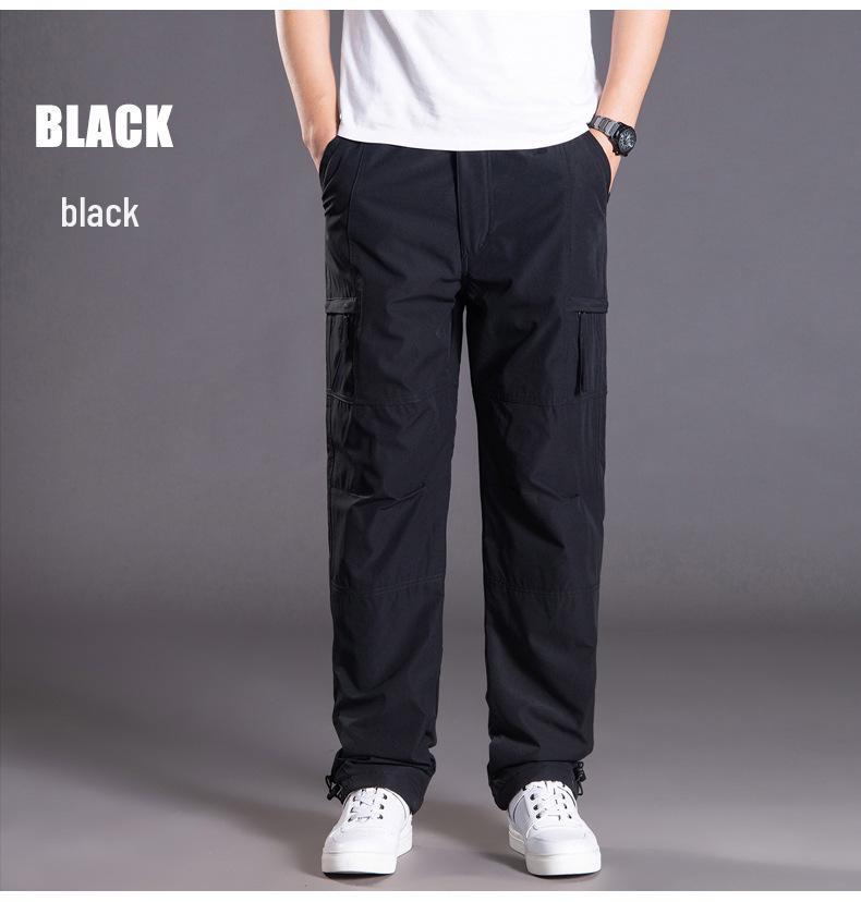 Men's Winter Fleece-Lined Cargo Pants - Warm, Casual, Elastic Waist, Plus Size, Trendy Style