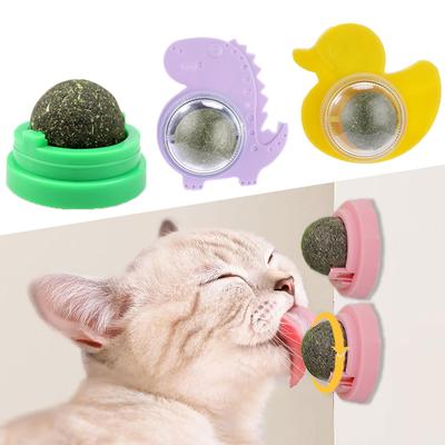 Кошачья мята настенный шарик игрушки для кошек вращающийся лижет натуральная игрушка с кошачьей мятой чистка зубов освежает дыхание удаляет волосяные шарики аксессуары для кошек
