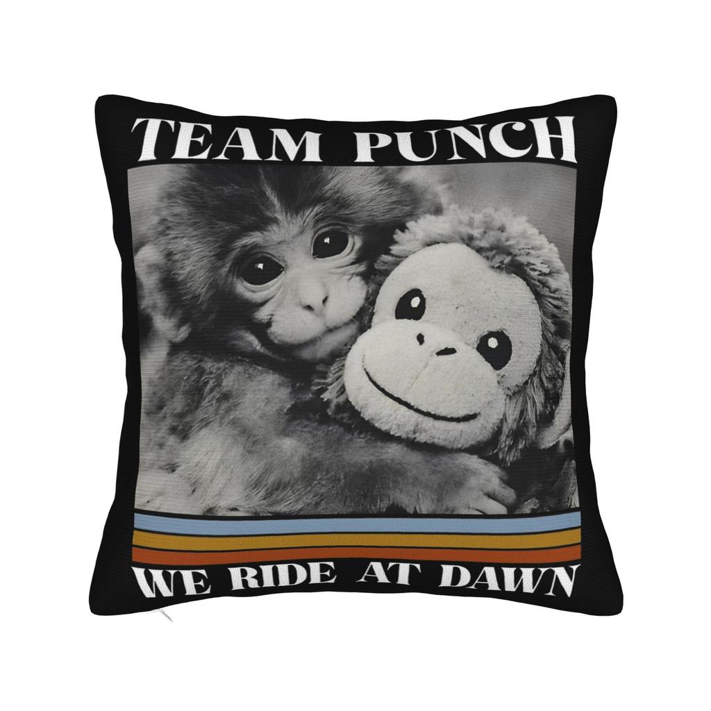 Baby Macaque Hugging Plush Cute Monkey Punch Pillowcase Polyester Cushion Cover Decorations Pillow Case Cover Sofa Square 40X40