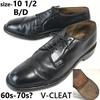 Vintage 60s-70s V-CLEAT Heavy Leather Plain Toe Service Dress Oxford Shoes Size 10.5D 28.0-28.5cm Black(USED)